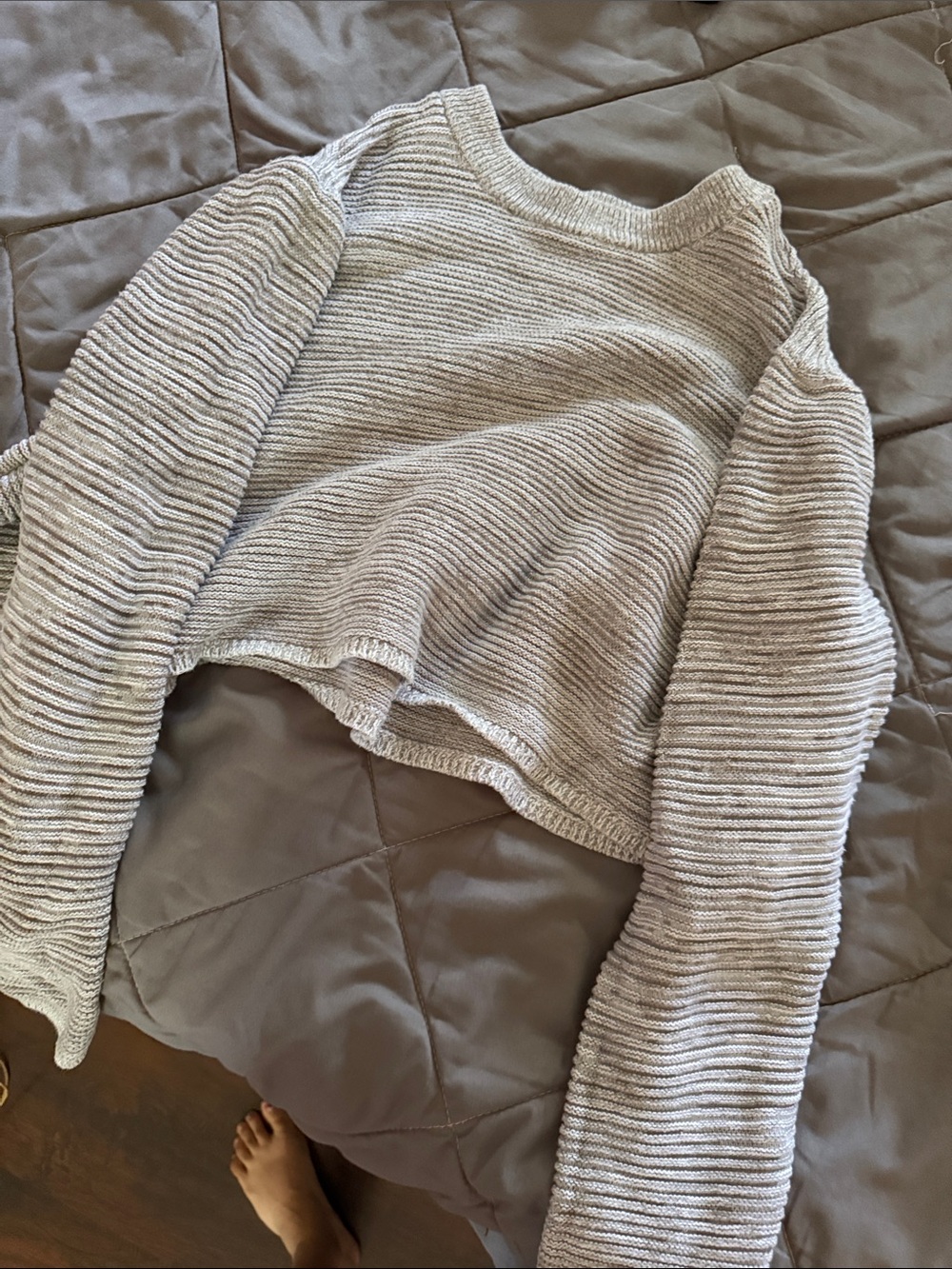 Cotton On Ribbed Crewneck Sweater - Light Gray